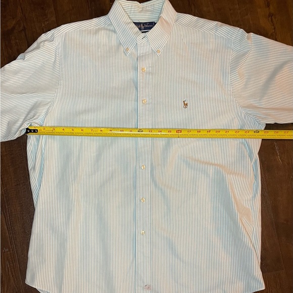 RALPH LAUREN Teal Stripe Oxford Button Down Shirt Size 16.5-35 - Picture 6 of 8